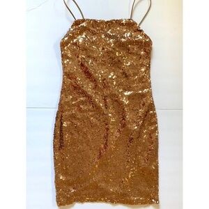 NWT Mind Code Rose Gold Sequin Dress